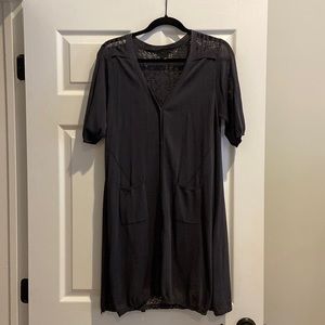 Short sleeve cardigan with brass buttons